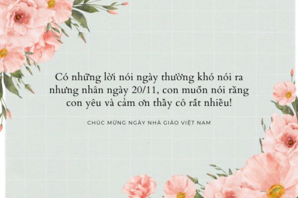 Mẫu thiệp chúc mừng 20/11 ngắn gọn