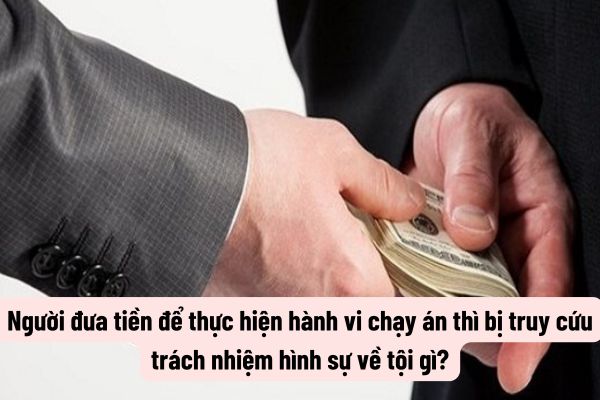 Người đưa tiền để thực hiện hành vi chạy án thì bị truy cứu trách nhiệm hình sự về tội gì?