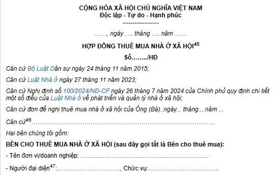 HỢP ĐỒNG THUÊ MUA NHÀ Ở XÃ HỘI