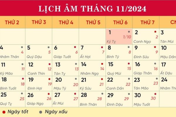 Tháng 10 âm lịch: Ngày nhập trạch, cưới hỏi và xuất hành tốt nhất năm 2024