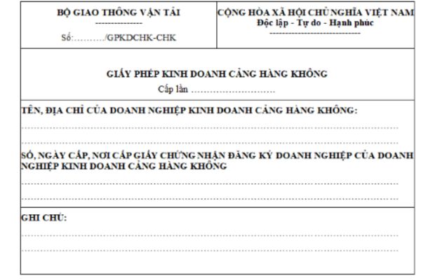 Hồ sơ xin cấp lại Giấy phép kinh doanh cảng hàng không gồm những gì?