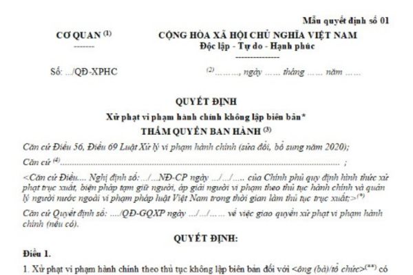 Vi phạm hành chính không lập biên bản thì có nhận được quyết định xử phạt không?